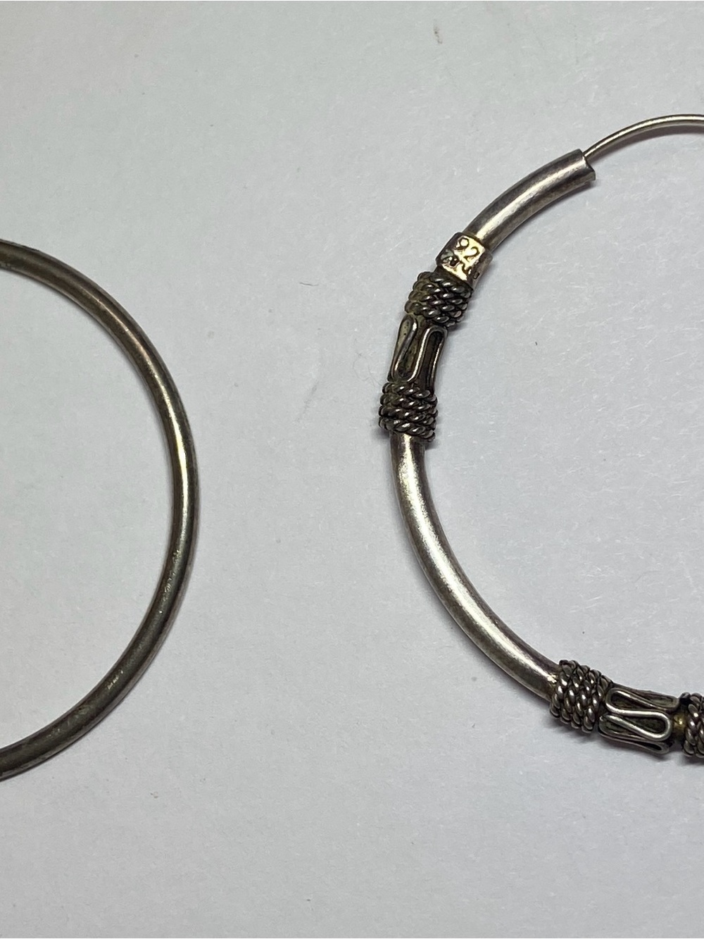 Silver Hoop Earrings with Decorative Accents - Silver